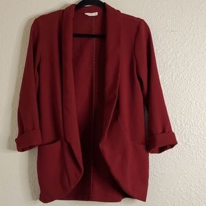 Lush maroon long blazer jacket